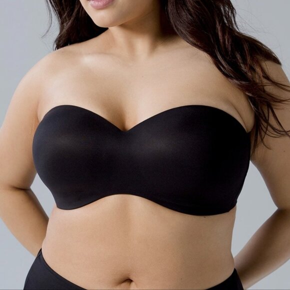 Lane Bryant Cacique Bra Unlined Multi Way Strapless Lightweight 40C Black - Picture 1 of 16